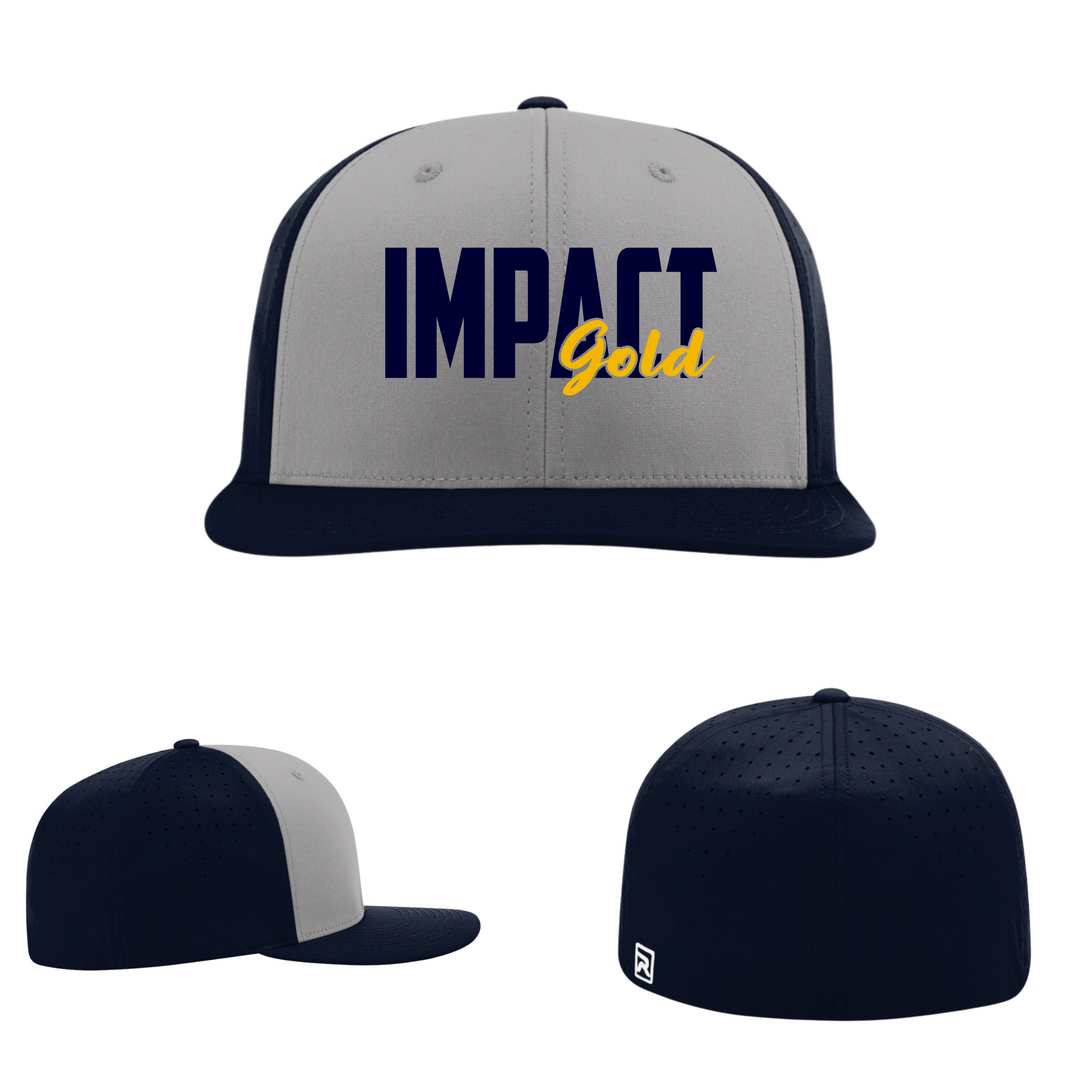 Grey Front/Navy Back & Bill Impact Gold BLOCK Performance Hat